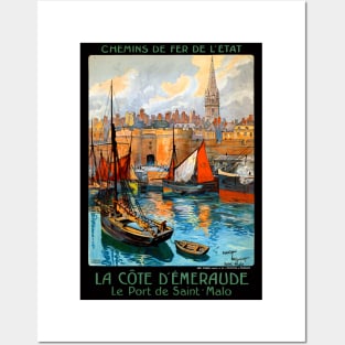 Vintage Travel Poster France Le Port de Saint Malo Posters and Art